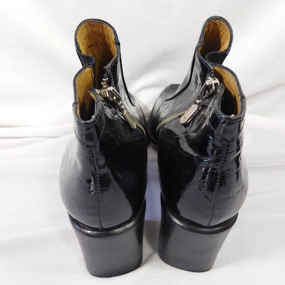 Franco Sarto Black Patent Leather Ankle Boots - Picture 6 of 7